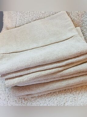 Set of 7 Natural Linen Look Placemats Beige Woven Coastal  Boho Lined